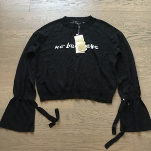品牌女装 荷叶边系带水袖喇叭袖圆领针织衫毛衣 休闲百搭舒适