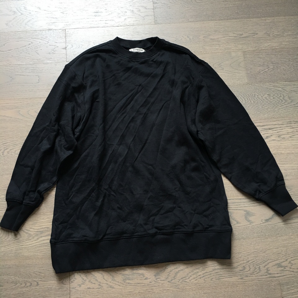 外贸原单 日单C*aliforniaCotton黑色纯棉圆领长袖加绒中长款卫衣