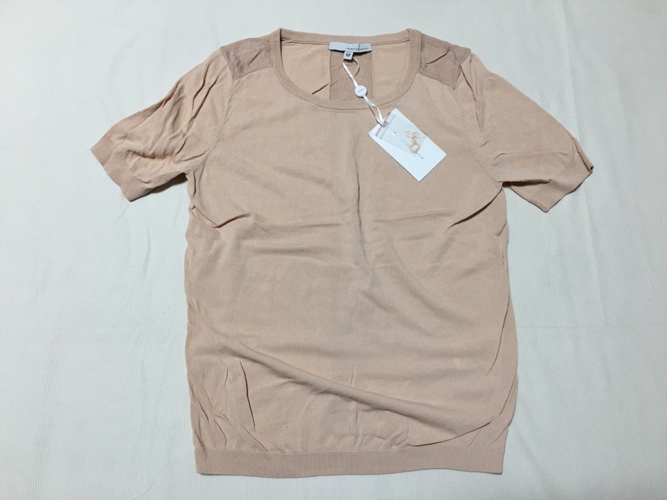 专柜正品裸色短袖拼接通勤