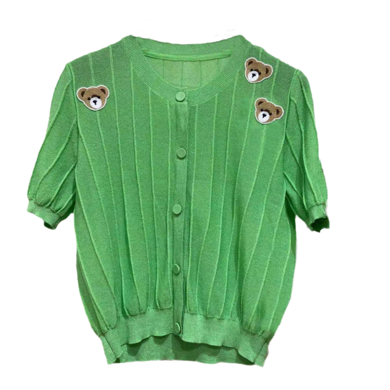 id 女装2025春夏国内专柜同款小熊圆领套头毛衫针织衫