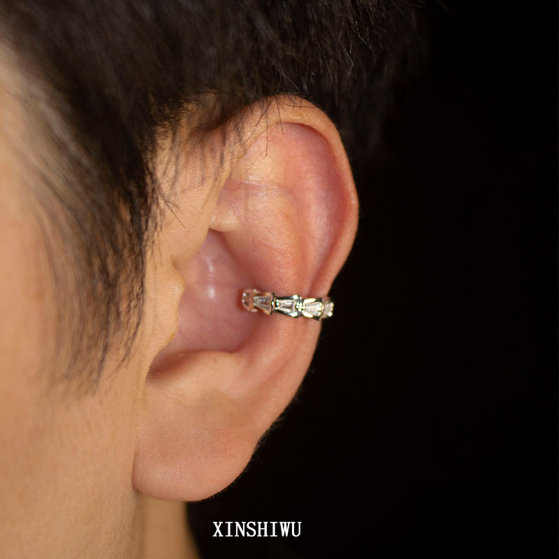 新款S925纯银无耳洞镶钻耳夹