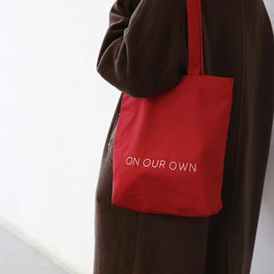 桔梗紫樱桃红纱卡棉刺绣托特包 Own原创 精致帆布包袋百搭 Our