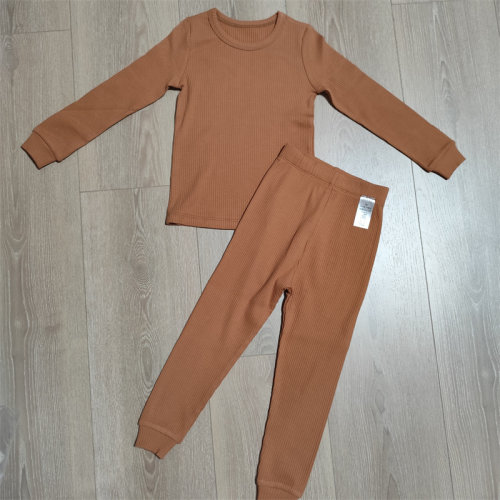 男童女童坑条螺纹秋衣秋裤家居服套装（90-130）