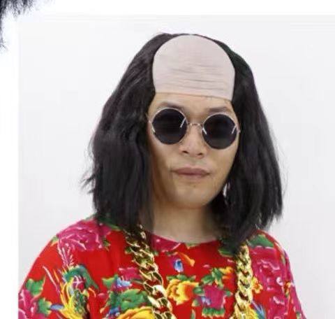 秃顶老头秃头假发头套成人儿童搞怪搞笑装扮假发舞台表演假发道具