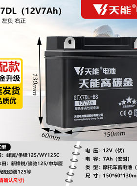 摩托车电池12V7AH薄款新大洲WY125C峰翼峰翔争锋新锋锐金锋锐锐箭