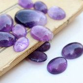 天然原矿紫晶 椭圆形紫水晶戒面镶嵌贴片diy戒指吊坠耳钉饰品材料