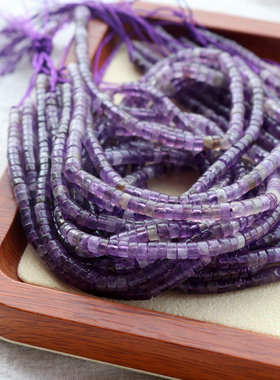 2x4MM天然紫水晶直切隔片散珠手工diy手链手串药片隔珠饰品材料