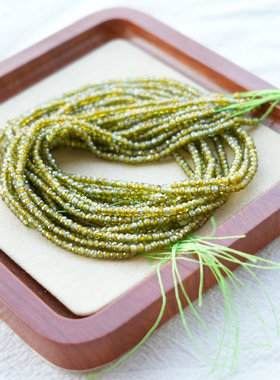 2x3MM天然橄榄绿锆石切面算盘珠配件手工diy夏季手链耳坠水晶材料