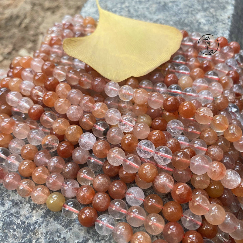 天然红兔毛水晶圆珠diy手串材料