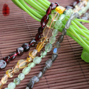 天然拉长石黄水晶葡萄石不规则碎石榴石散珠 diy发饰手链配件材料