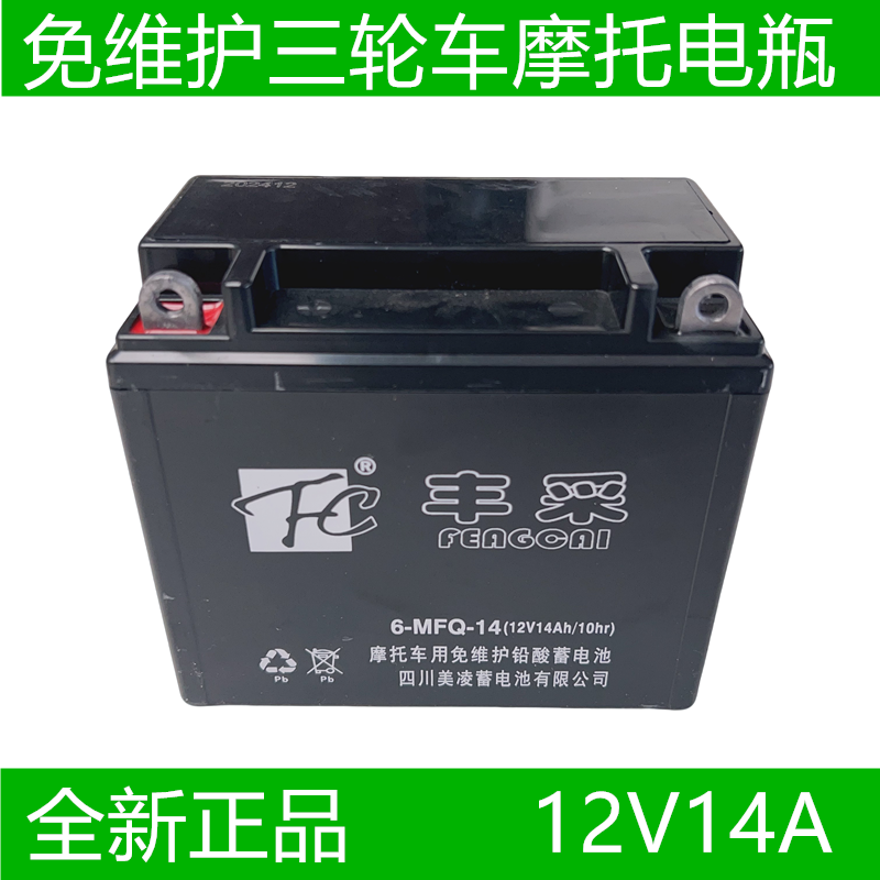 燃油三轮摩托车电池12V14A32A12A免维护蓄电瓶宗申福田隆鑫通用