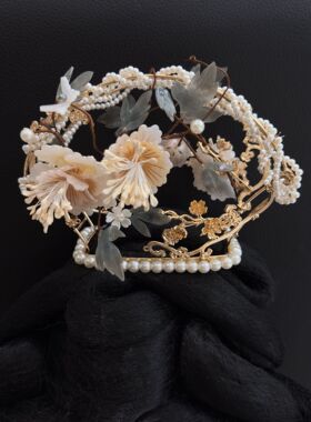 原创古风汉服花冠镂空立体花朵发饰套装复古宫廷风头冠发饰国风