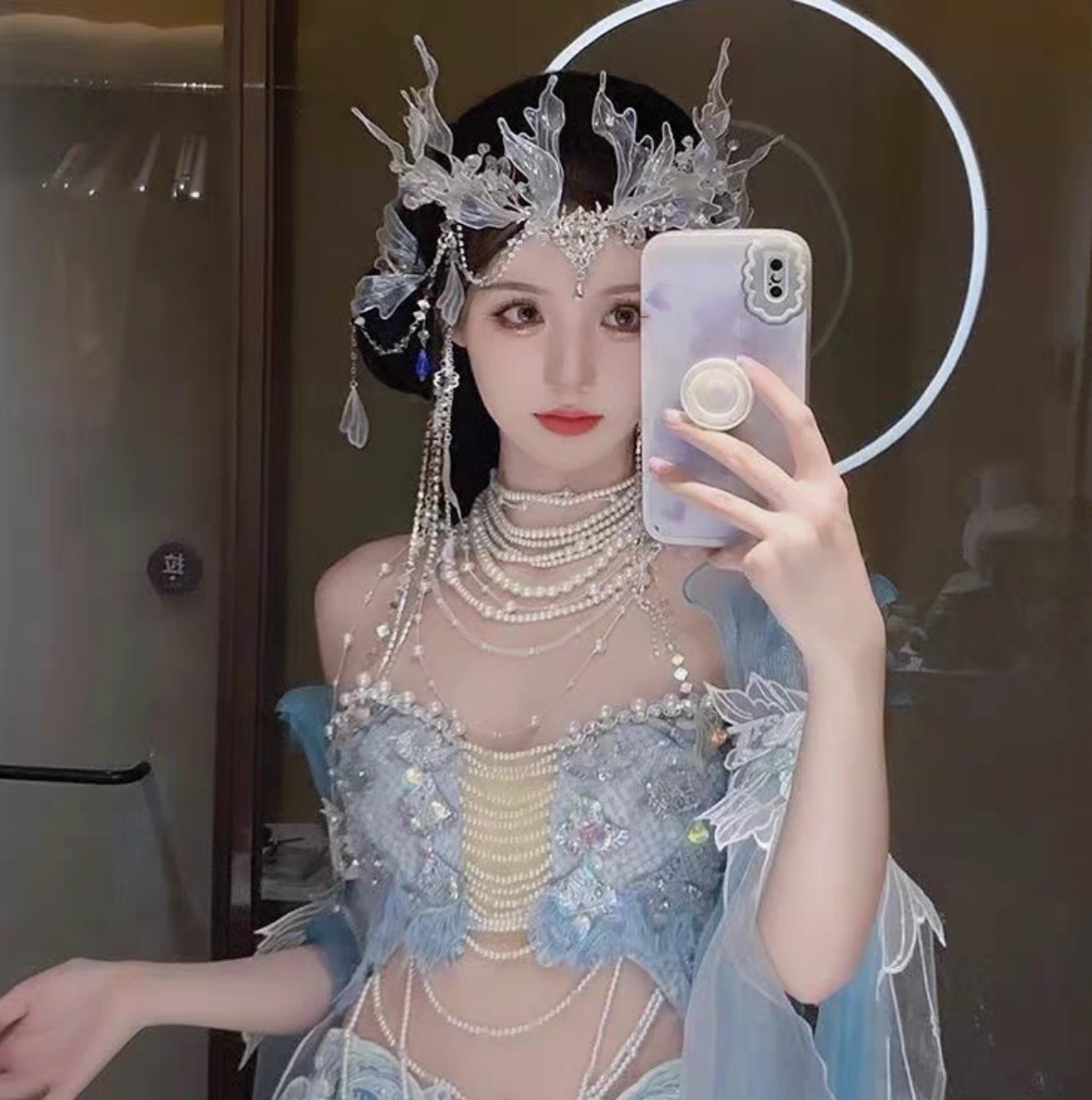 新款人鱼姬头饰古风发冠超仙美人鱼流苏发饰发箍汉服头饰甜美仙气