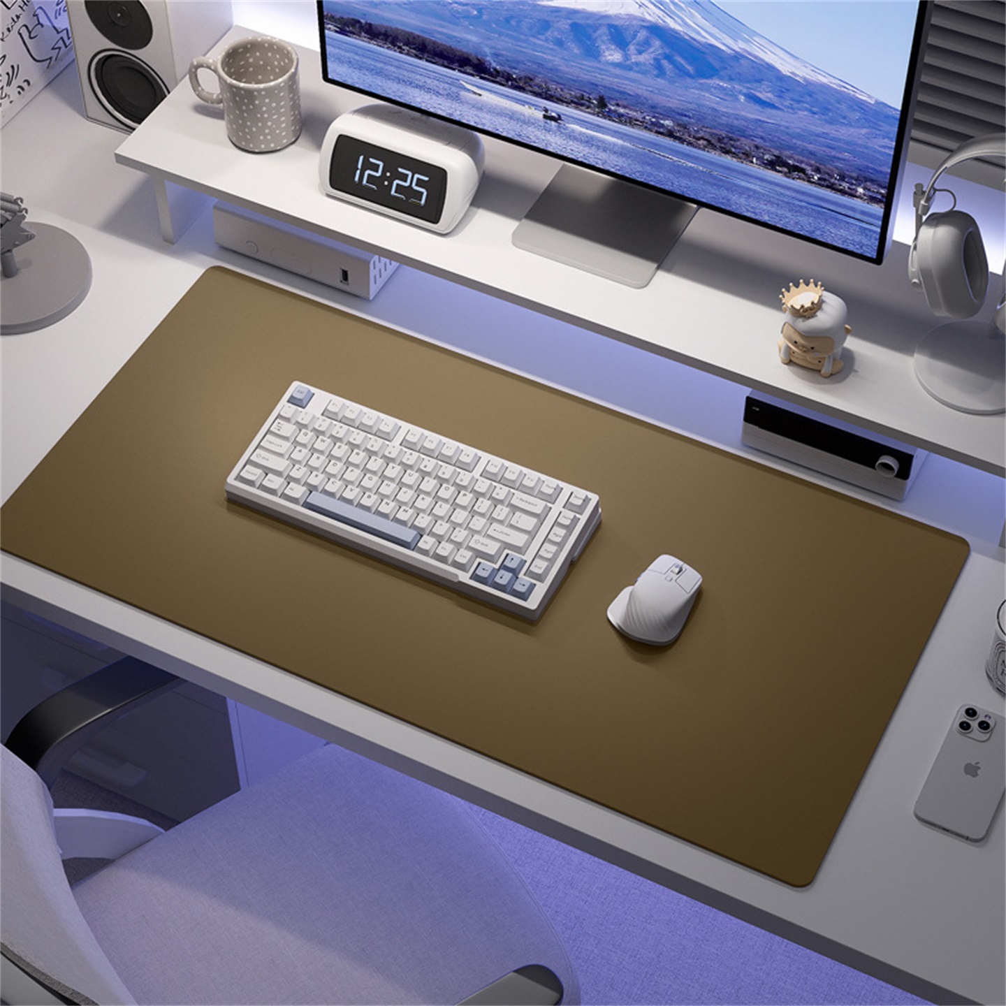 大型鼠标垫超大防水耐脏皮革桌垫桌面渐变色笔记本纯色巨型办公