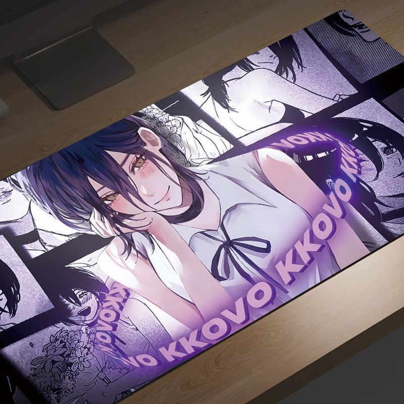 黑白动漫鼠标垫超大简约二次元电竞男生电脑办公桌垫大号键盘垫子