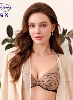 安莉芳玫瑰网纱刺绣内衣女AB厚杯C薄款小胸聚拢无钢圈文胸EB00918