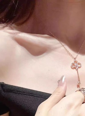 小众高级感镀K金玫瑰金钥匙项链女新年新款潮秋夏气质女潮