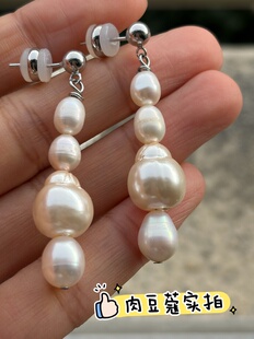【碎月流光】法式复古珍珠耳环气质时尚简约优雅耳坠珍珠鹭青一