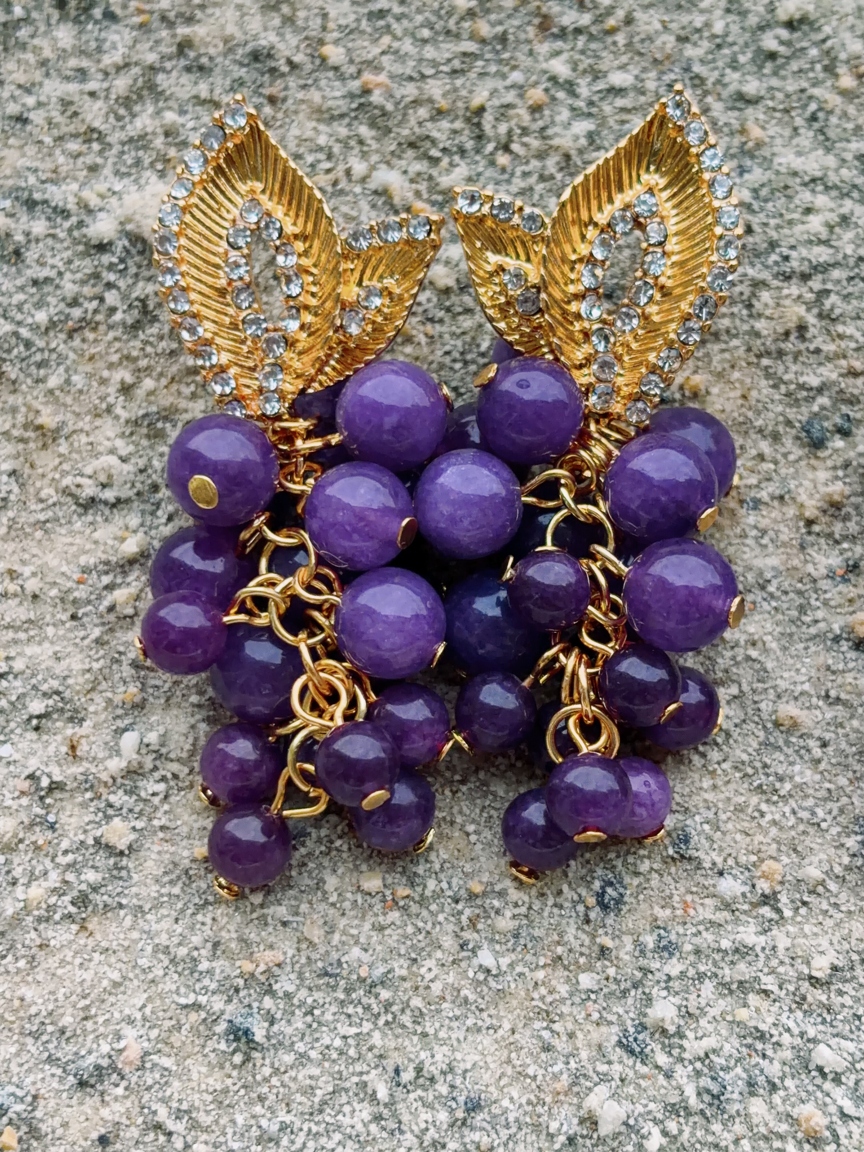 法式复古鹭青一同款耳环耳坠百搭简约时尚优雅实用紫色大葡萄,饰品/流行首饰/时尚饰品新,耳环,淘宝优惠券,粉丝福利购,淘宝优惠卷