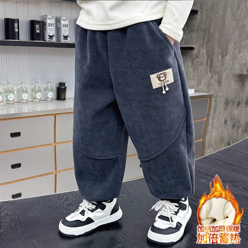 儿童裤子秋冬季加绒新款男童帅气休闲裤中小童春秋宝宝束脚裤潮