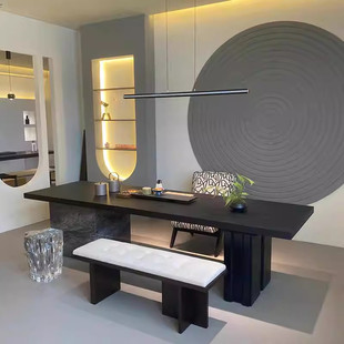 新中式胡桃木茶桌2026新款高端实木泡茶桌办公室茶室会所岩板茶台