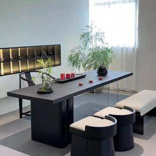 新中式胡桃木茶桌2026新款高端实木泡茶桌办公室茶室会所岩板茶台