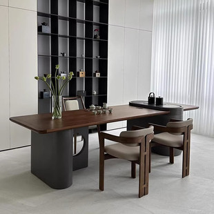 新中式茶桌2026新款高端胡桃木办公室茶台实木嵌入烧水壶泡茶桌