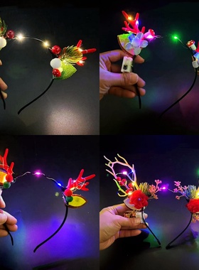 圣诞节红色鹿角发箍女儿童批发发卡头饰森系麋鹿头箍饰品成人发饰