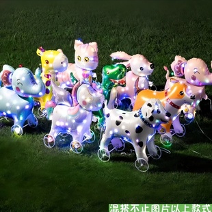 新款发光带轮动物走路气球带灯遛娃神器儿童户外玩具夜市摆摊批发
