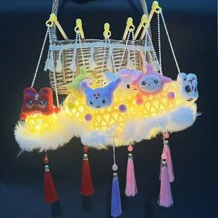 新款发光卡通竹编灯笼手提儿童圣诞小玩具节日礼物夜市摆摊小商品