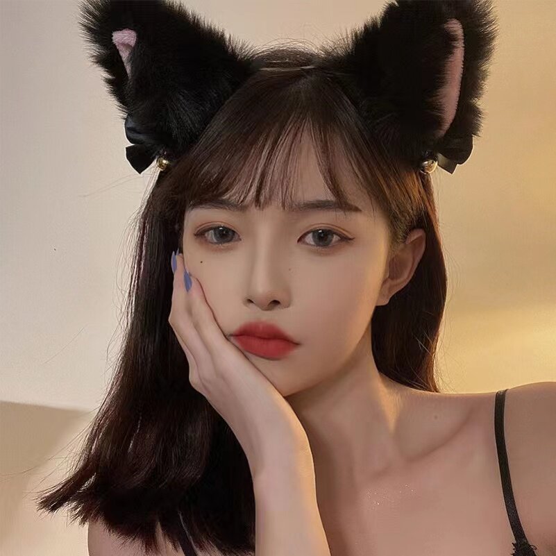 인터넷 연예인 사진 촬영 귀여운 빛나는 여우 고양이 귀 머리띠 벨 봉제 활 어린이 모자 노점상