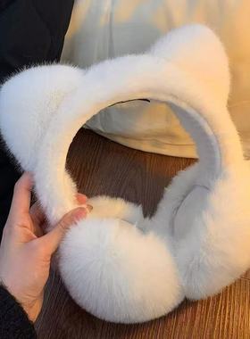冬季耳罩可爱保暖猫耳朵护耳毛绒骑车防冻防寒耳套捂子可折叠学生