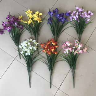 单支仿真马兰花塑料花兰花假花假草栅栏花手工花装饰花7杈大玉兰