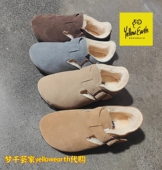棉鞋 25新款 YellowEarth勃肯加绒皮毛一体包跟平底保暖便鞋 雪地靴
