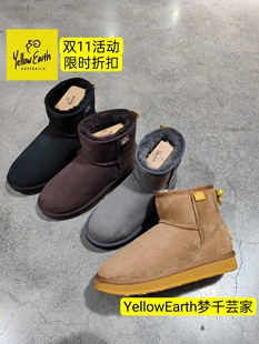 yellow earth雪地靴男女士羊皮毛一体一脚蹬加厚短筒25冬新款低帮