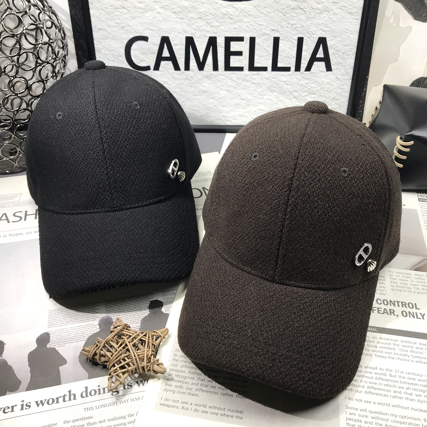 BXLS.进口高级感羊毛呢鸭舌帽冬季棒球帽新款加厚显脸小帽子女潮