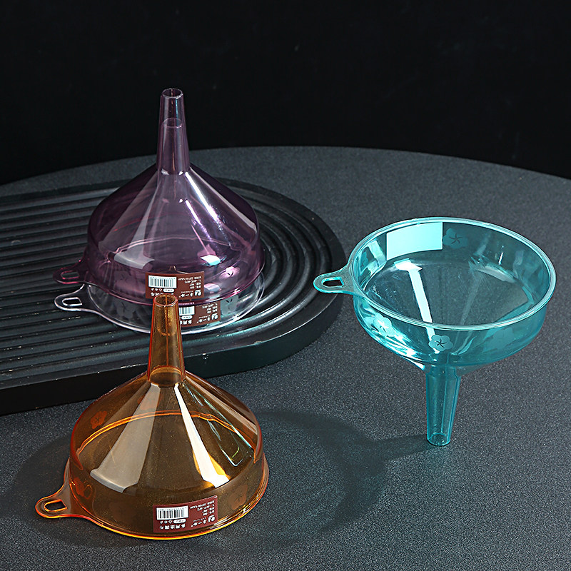 带挂孔小型酒提家用漏斗器透明加厚塑料小口径液体加油分装工具