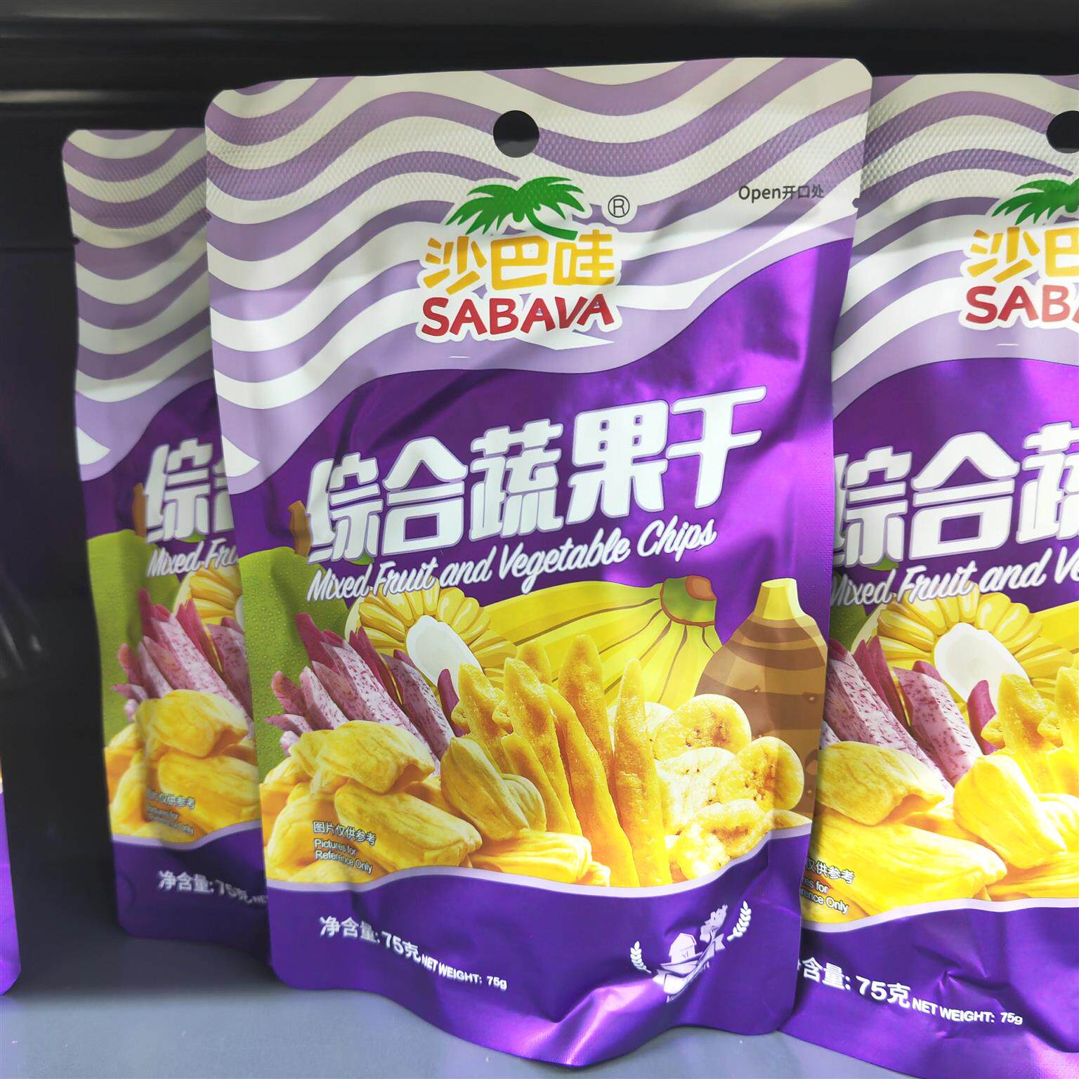 沙巴哇越南进口综合蔬果干果75g*2袋芋头条脆片菠萝蜜水果干零食