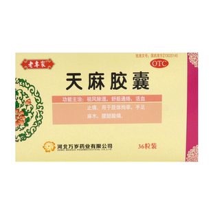 老专家 天麻胶囊 250mg*36粒/盒 手足麻木活血止痛祛风除湿 GD