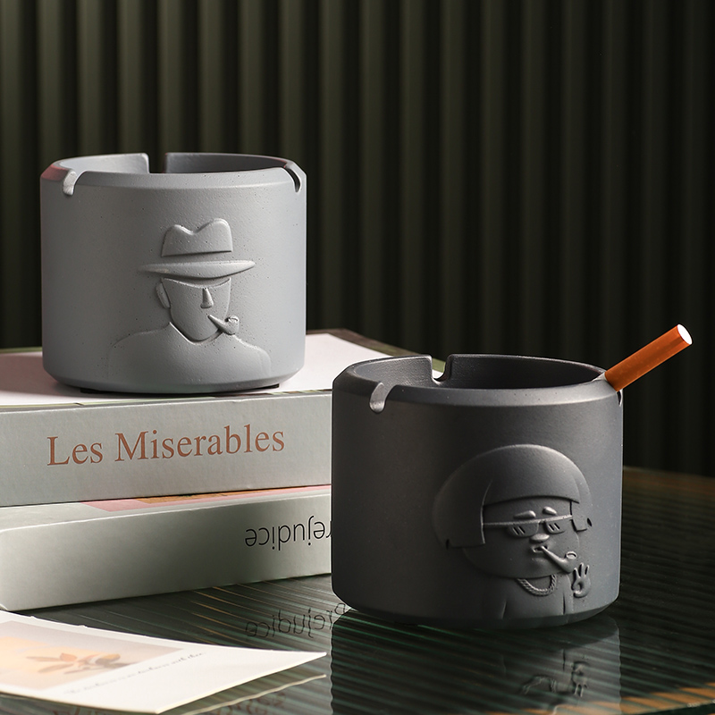 烟灰缸ins高颜值个性家用办公客厅大号烟蝶餐饮酒店轻奢水泥烟缸
