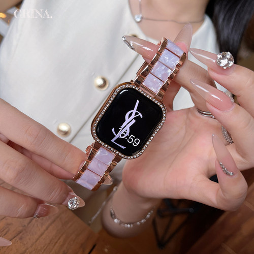 适用iwatch11金属表带女高级