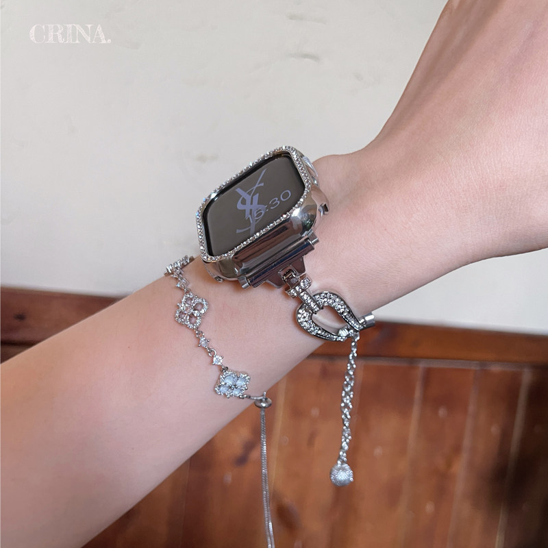 适用iwatchS11镶钻链条表带
