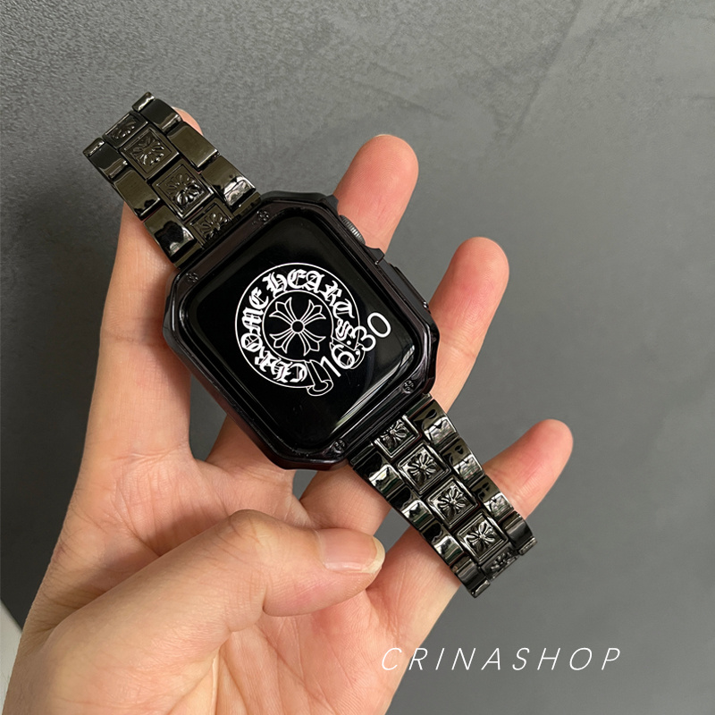 适用苹果手表s910克罗心金属表带