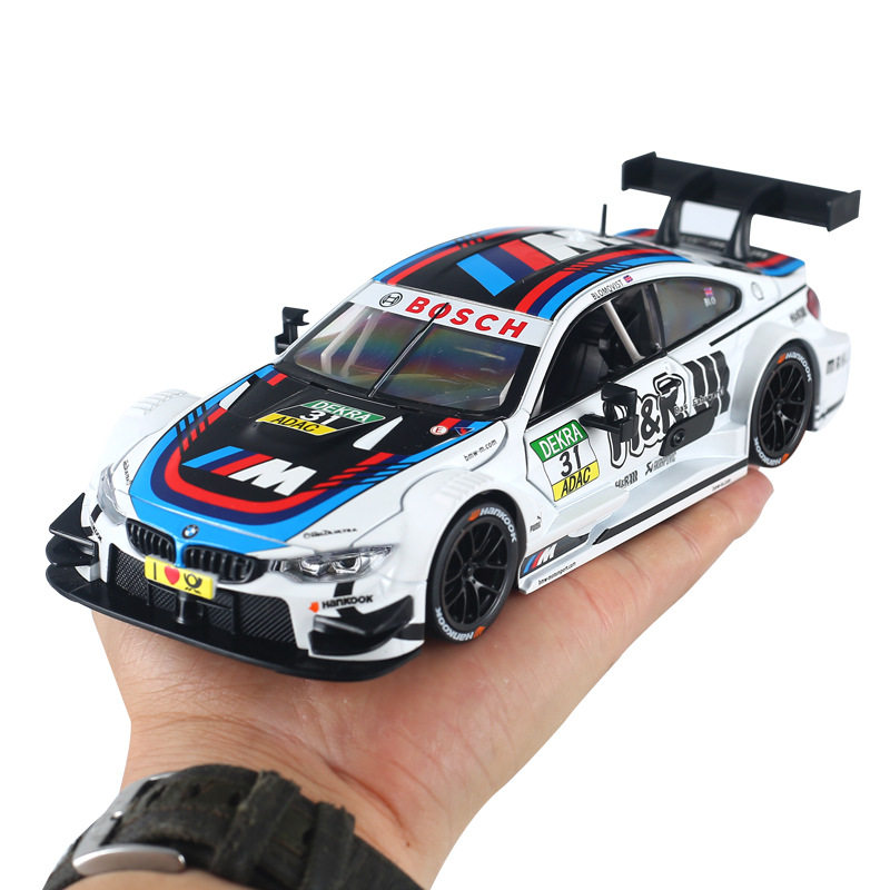 1:24宝马M4赛车DTM合金车模 彩珀儿童玩具礼物可亮灯仿真汽车模型