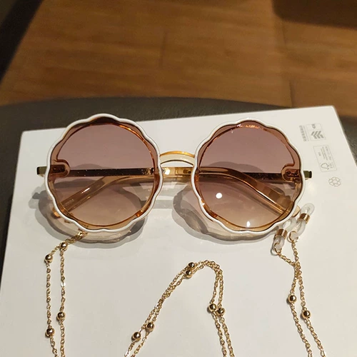 Детские модные милые солнцезащитные очки для девочек, в цветочек, защита от ультрафиолета