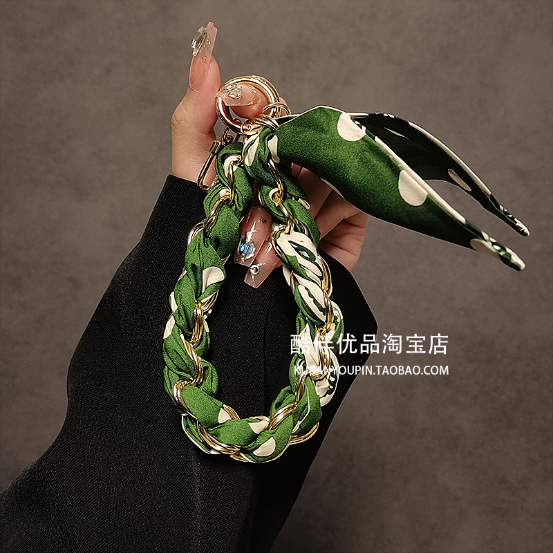 高端气质丝巾金属手提链手腕挂绳