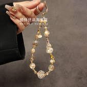 奢华高级感香槟金葫芦水晶串珠手提链手腕短挂绳手机壳钥匙扣挂件