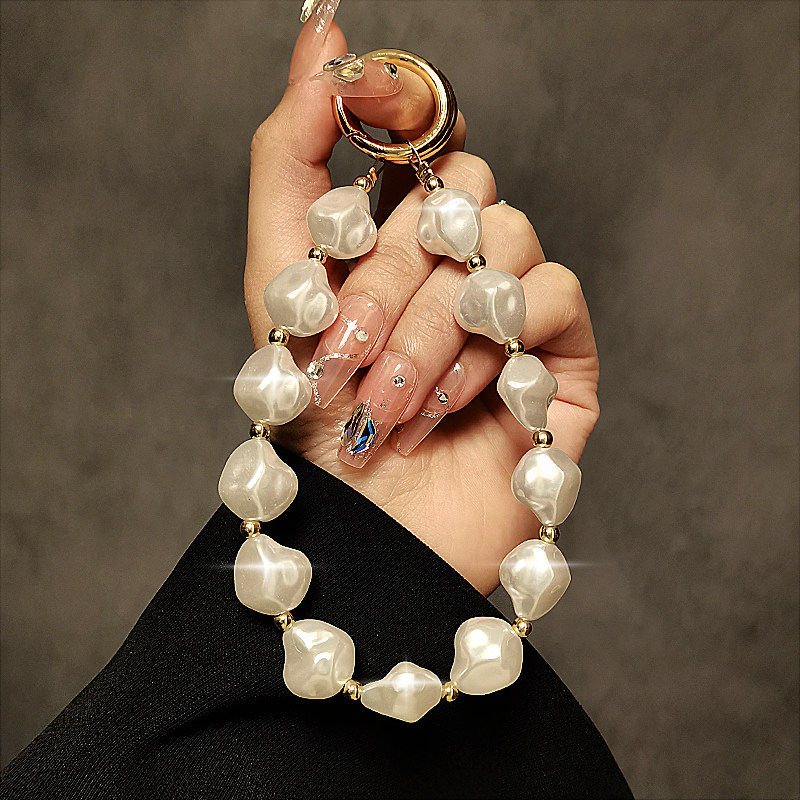 个性创意珍珠手提链条手腕短挂绳带夹片手机壳钥匙扣包包挂件女潮,3C数码配件,手机挂件/手机链,淘宝优惠券,粉丝福利购,淘宝优惠卷