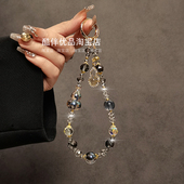 奢华高级感黑水晶葫芦串珠手提链手腕短挂绳手机壳钥匙扣包包挂件