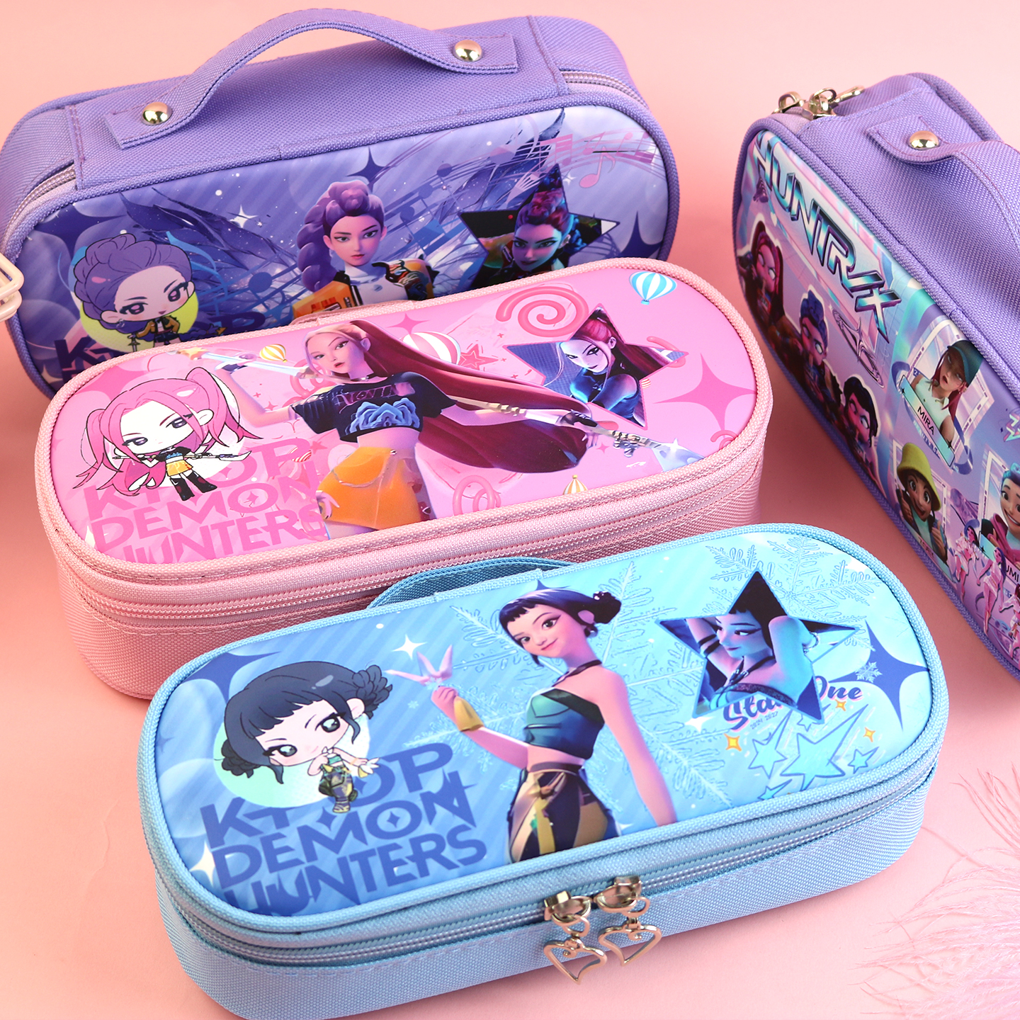 猎魔女团笔袋少女心铅笔袋女孩大容量铅笔盒手提五层布文具盒礼物